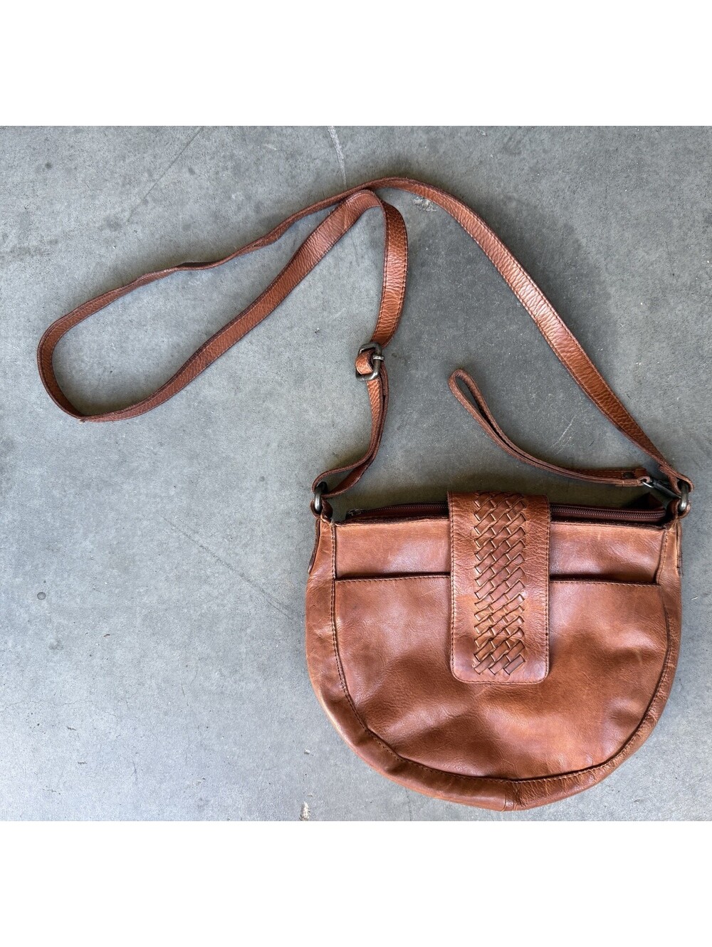 Vintage Vilenca Holland Genuine Leather Crossbody Purse Beautiful Brown Weave